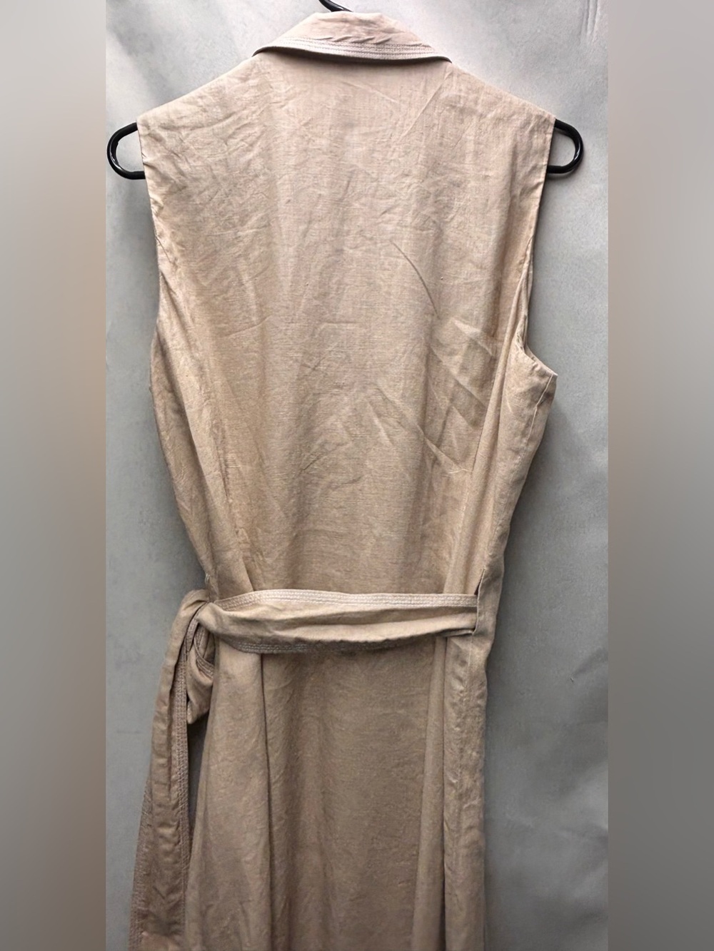 JONES NY SLEEVELESS LINEN A LINE WRAP DRESS SIZE 16 COLOR TAN - Picture 4 of 5